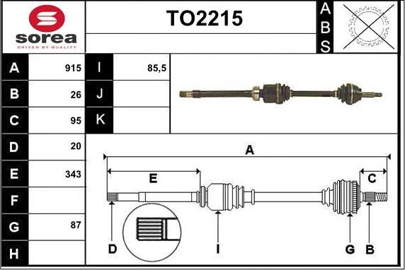 SNRA TO2215 - Приводной вал autospares.lv