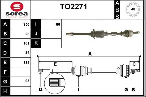 SNRA TO2271 - Приводной вал autospares.lv