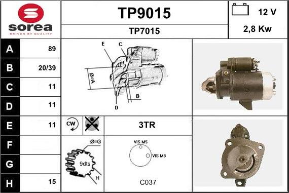 SNRA TP9015 - Стартер autospares.lv