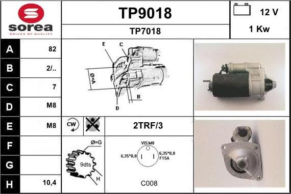 SNRA TP9018 - Стартер autospares.lv