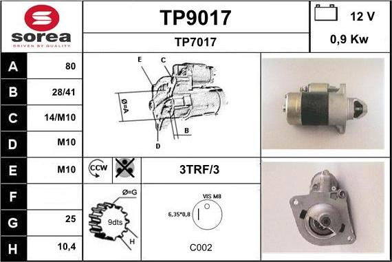 SNRA TP9017 - Стартер autospares.lv