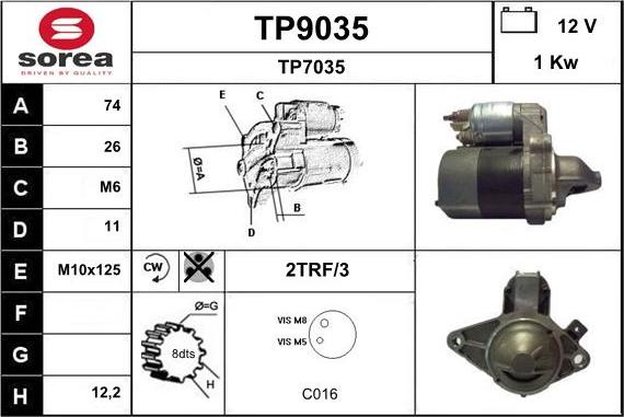 SNRA TP9035 - Стартер autospares.lv