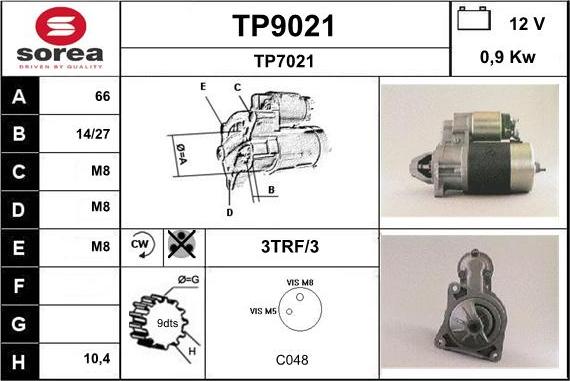 SNRA TP9021 - Стартер autospares.lv