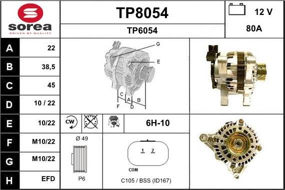 SNRA TP8054 - Генератор autospares.lv