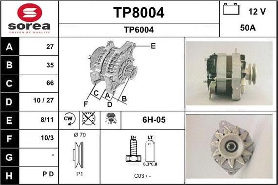 SNRA TP8004 - Генератор autospares.lv