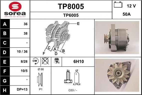 SNRA TP8005 - Генератор autospares.lv