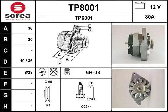 SNRA TP8001 - Генератор autospares.lv