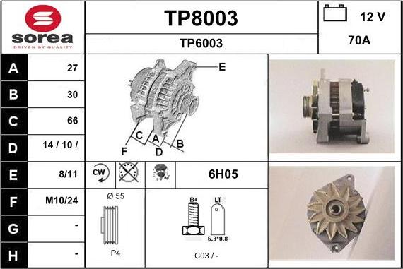 SNRA TP8003 - Генератор autospares.lv