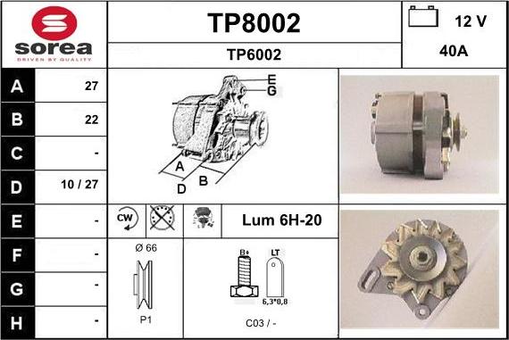 SNRA TP8002 - Генератор autospares.lv