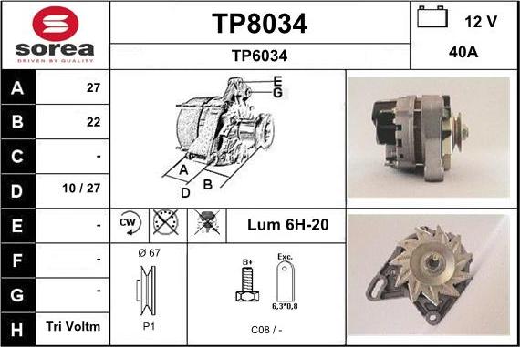 SNRA TP8034 - Генератор autospares.lv