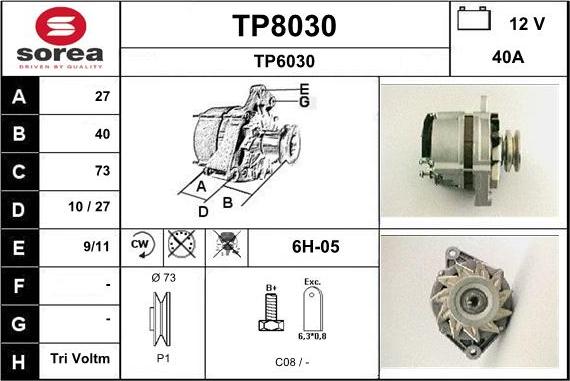 SNRA TP8030 - Генератор autospares.lv