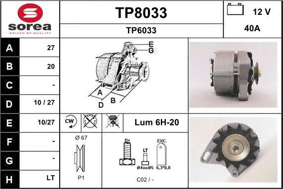 SNRA TP8033 - Генератор autospares.lv