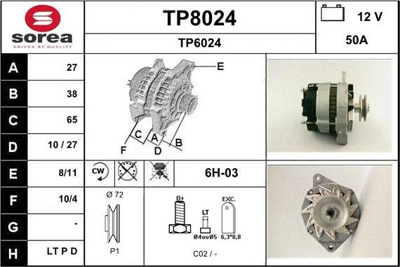 SNRA TP8024 - Генератор autospares.lv