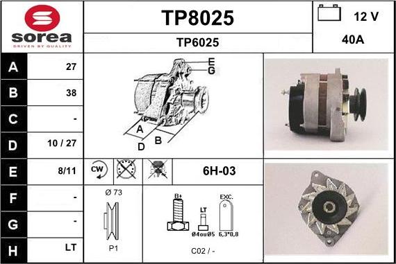 SNRA TP8025 - Генератор autospares.lv