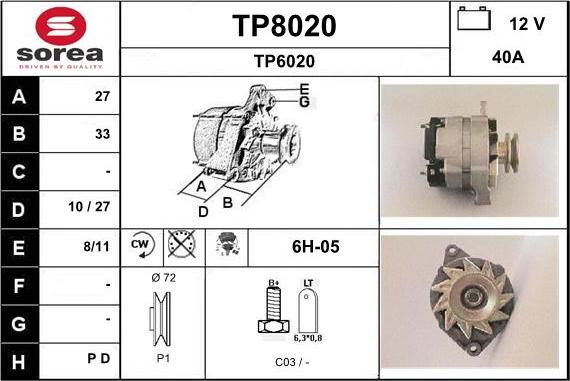 SNRA TP8020 - Генератор autospares.lv
