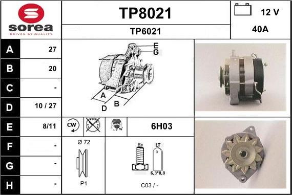 SNRA TP8021 - Генератор autospares.lv