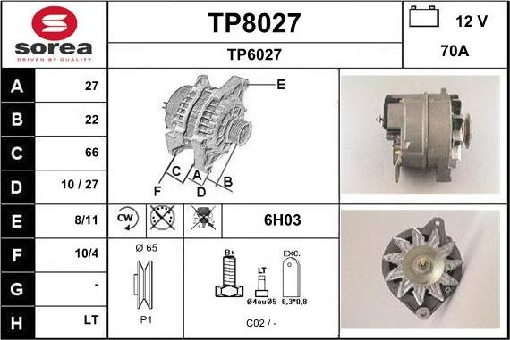 SNRA TP8027 - Генератор autospares.lv