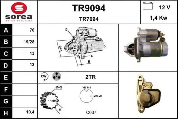 SNRA TR9094 - Стартер autospares.lv