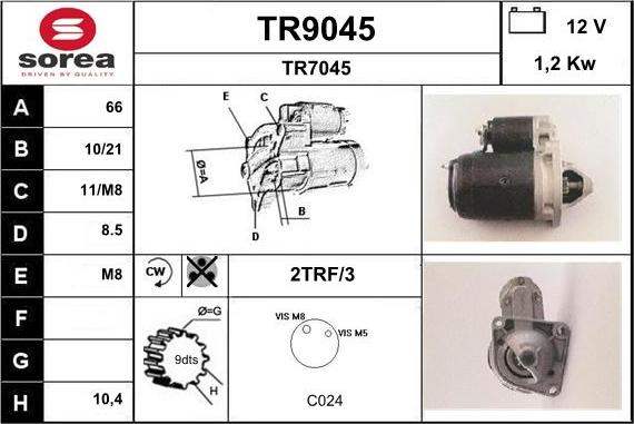 SNRA TR9045 - Стартер autospares.lv