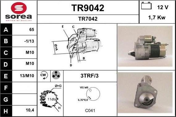 SNRA TR9042 - Стартер autospares.lv