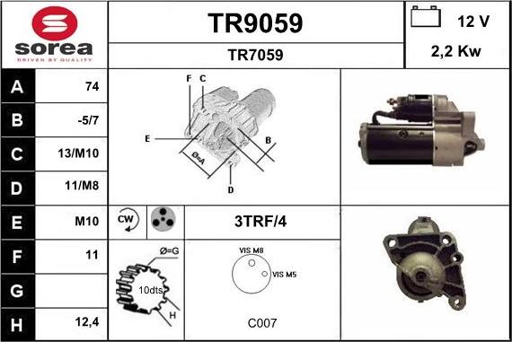 SNRA TR9059 - Стартер autospares.lv