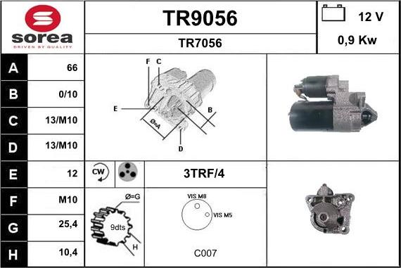 SNRA TR9056 - Стартер autospares.lv