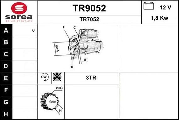 SNRA TR9052 - Стартер autospares.lv