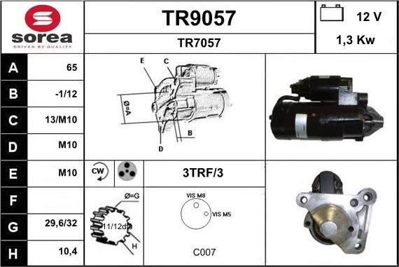 SNRA TR9057 - Стартер autospares.lv