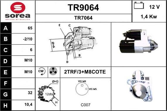 SNRA TR9064 - Стартер autospares.lv