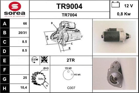SNRA TR9004 - Стартер autospares.lv