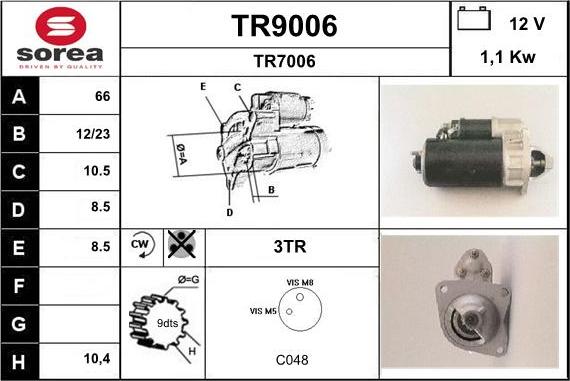 SNRA TR9006 - Стартер autospares.lv