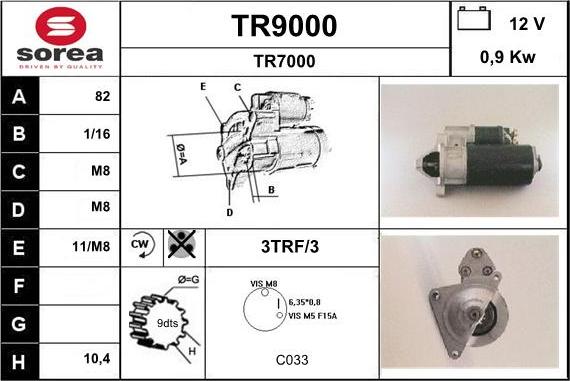 SNRA TR9000 - Стартер autospares.lv