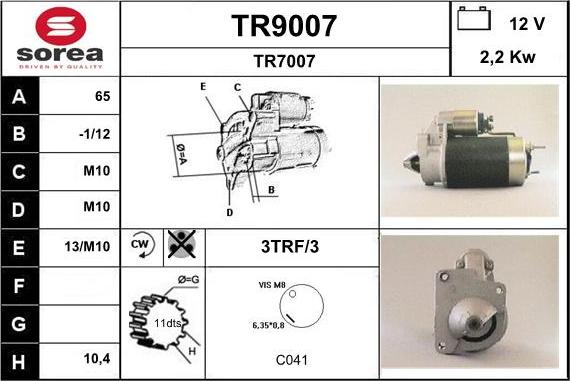 SNRA TR9007 - Стартер autospares.lv