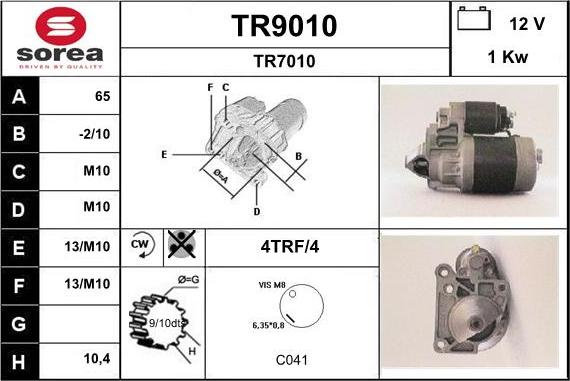 SNRA TR9010 - Стартер autospares.lv