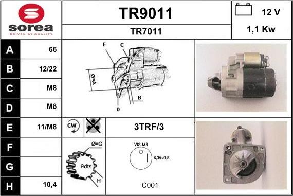 SNRA TR9011 - Стартер autospares.lv