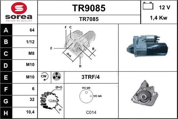 SNRA TR9085 - Стартер autospares.lv