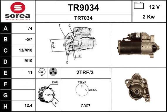 SNRA TR9034 - Стартер autospares.lv