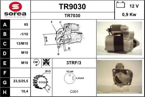 SNRA TR9030 - Стартер autospares.lv