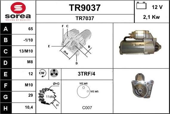 SNRA TR9037 - Стартер autospares.lv