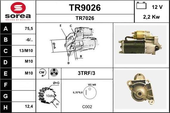 SNRA TR9026 - Стартер autospares.lv