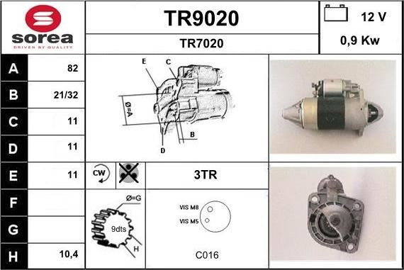 SNRA TR9020 - Стартер autospares.lv