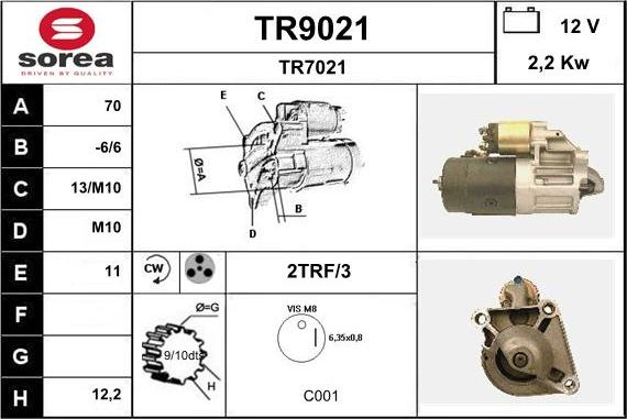 SNRA TR9021 - Стартер autospares.lv