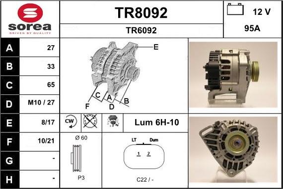 SNRA TR8092 - Генератор autospares.lv