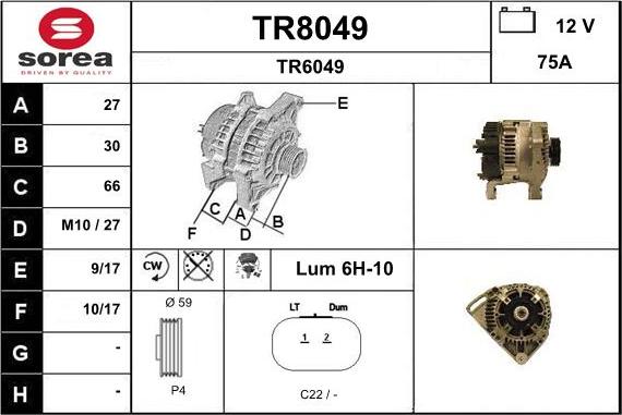 SNRA TR8049 - Генератор autospares.lv