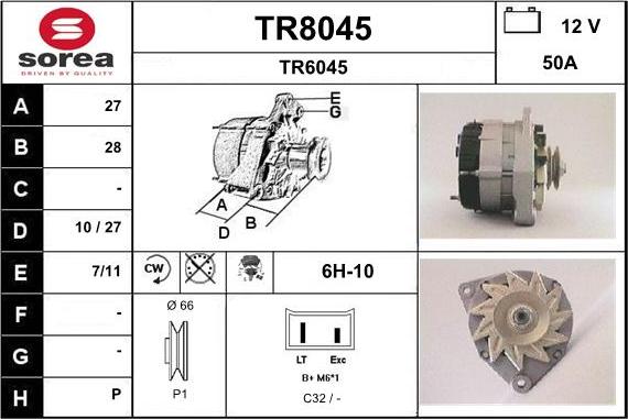 SNRA TR8045 - Генератор autospares.lv
