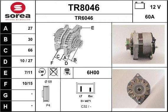 SNRA TR8046 - Генератор autospares.lv