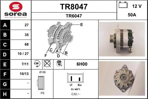 SNRA TR8047 - Генератор autospares.lv
