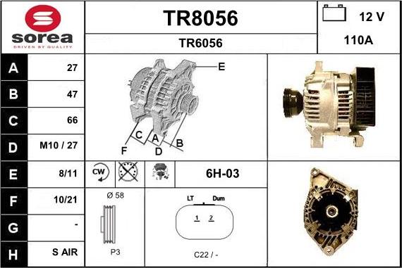 SNRA TR8056 - Генератор autospares.lv