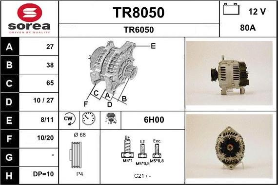 SNRA TR8050 - Генератор autospares.lv