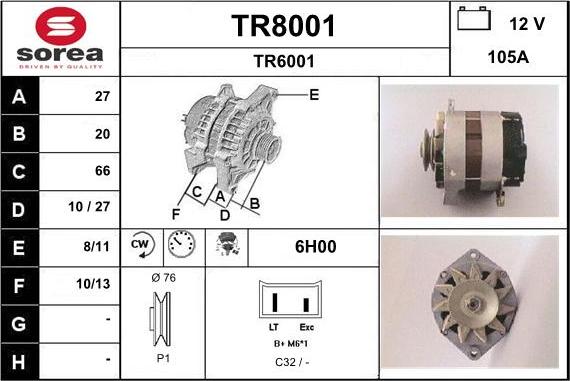 SNRA TR8001 - Генератор autospares.lv